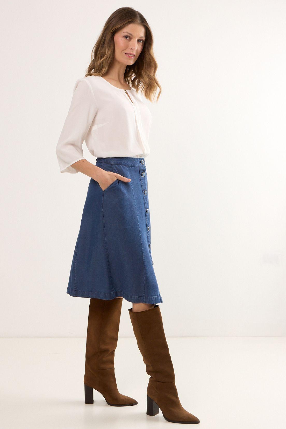 Falda Lisa Azul Ma Griffe 12002225002104-3