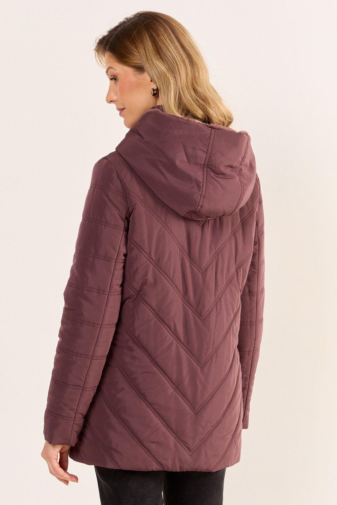 Parka Con Pelos Y Gorro Café Ma Griffe 17602126008109-2