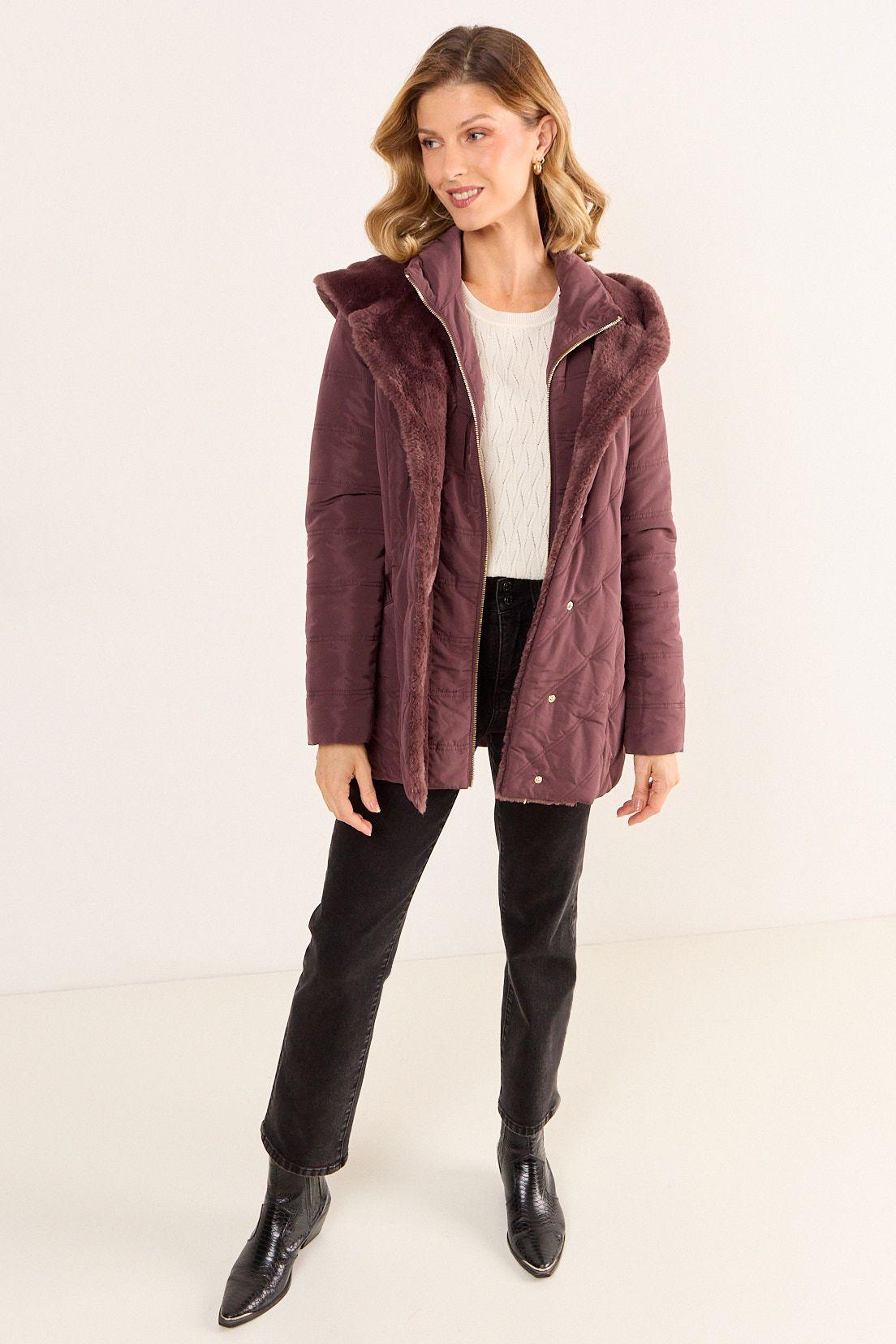 Parka Con Pelos Y Gorro Café Ma Griffe 17602126008109-3