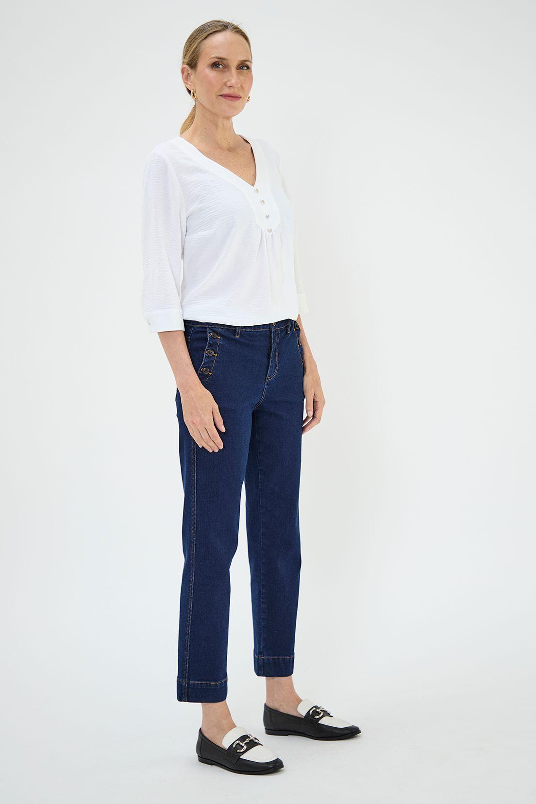 Blusa Escote En V Con Botones Crudo Ma Griffe 14002125004105-2