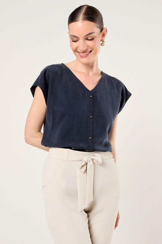 Blusa De Lyocell Azul Ma Griffe 14002126001104-2