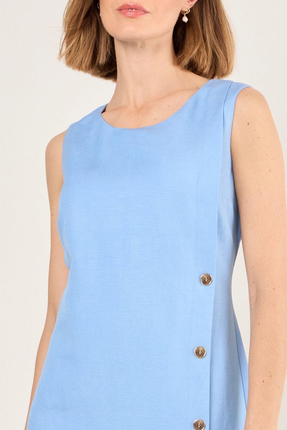 Vestido Lino Sin Mangas Celeste Ma Griffe 13002225056110-1