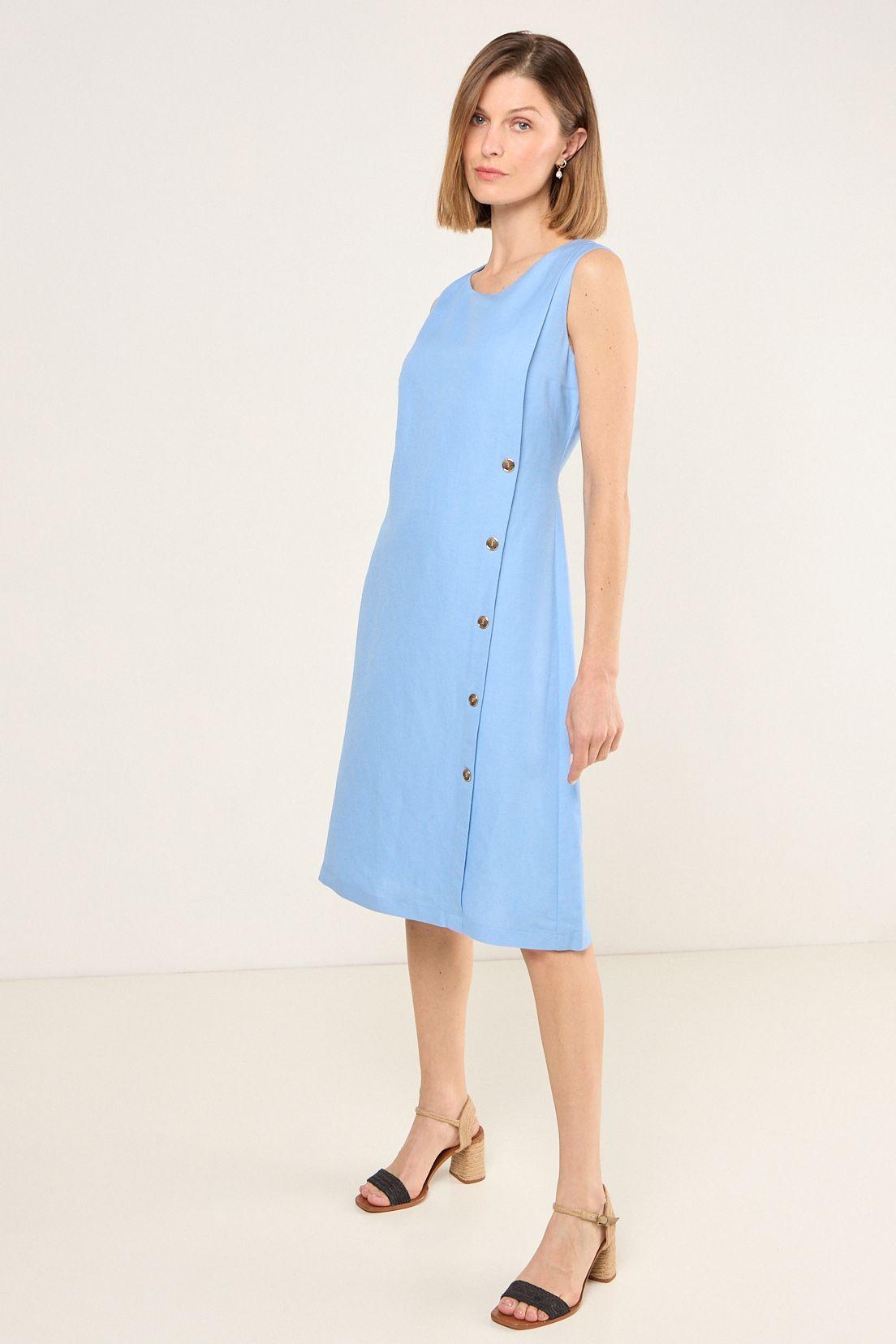 Vestido Lino Sin Mangas Celeste Ma Griffe 13002225056110-4