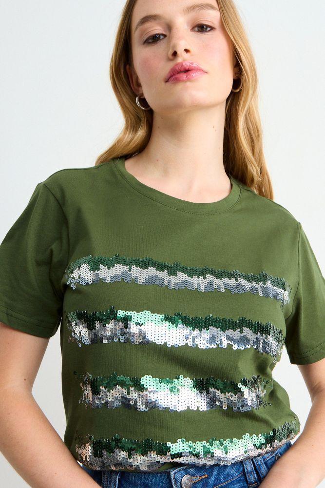 Polera Estampada Verde Oliva iO 14604225081107-0