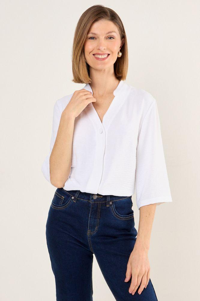 Blusa Cuello Mao Blanco Ma Griffe 14002225011101-0