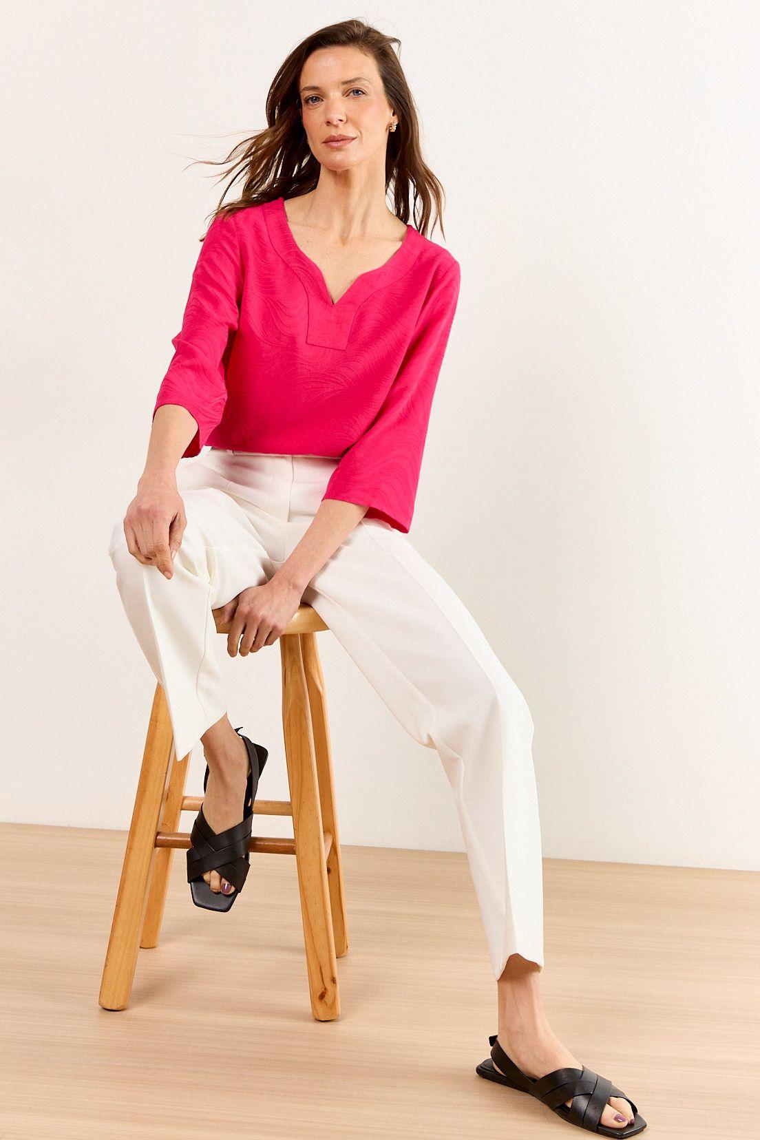 Blusas Manga Corta Fucsia Ma Griffe 14002226009116-3