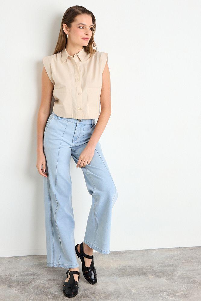 Blusas Sin Manga Beige iO 14004225003106-4