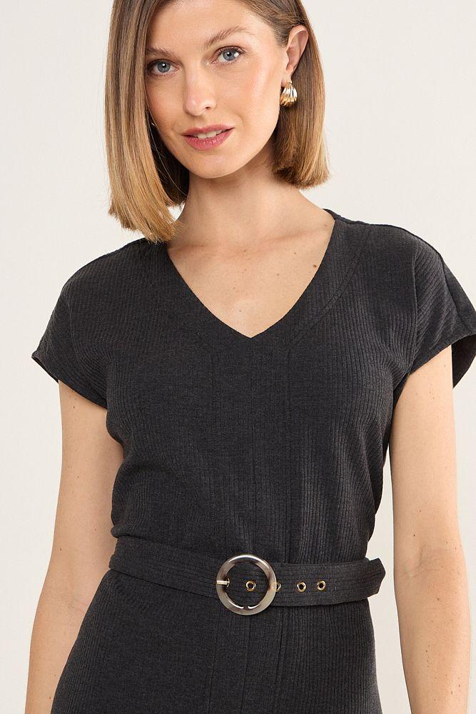 Vestido Rib Con Cinturon Negro Ma Griffe 13002225057102-1