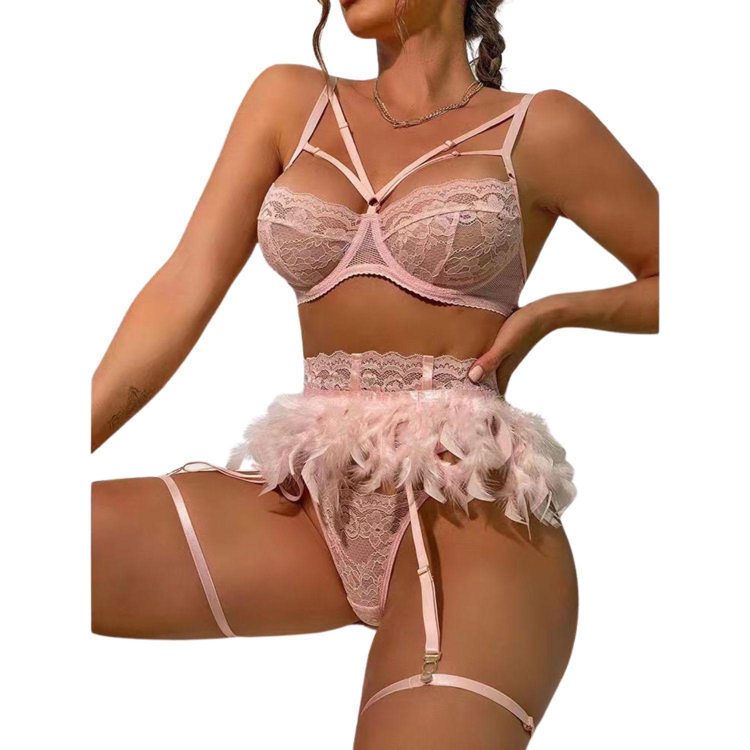 Conjunto de Lencería Plumas-0