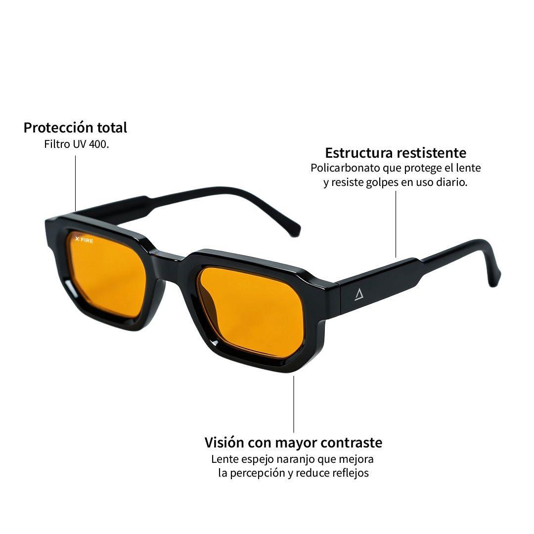 Lente de sol Negro Oasis / Naranjo UV400 X FIRE-8
