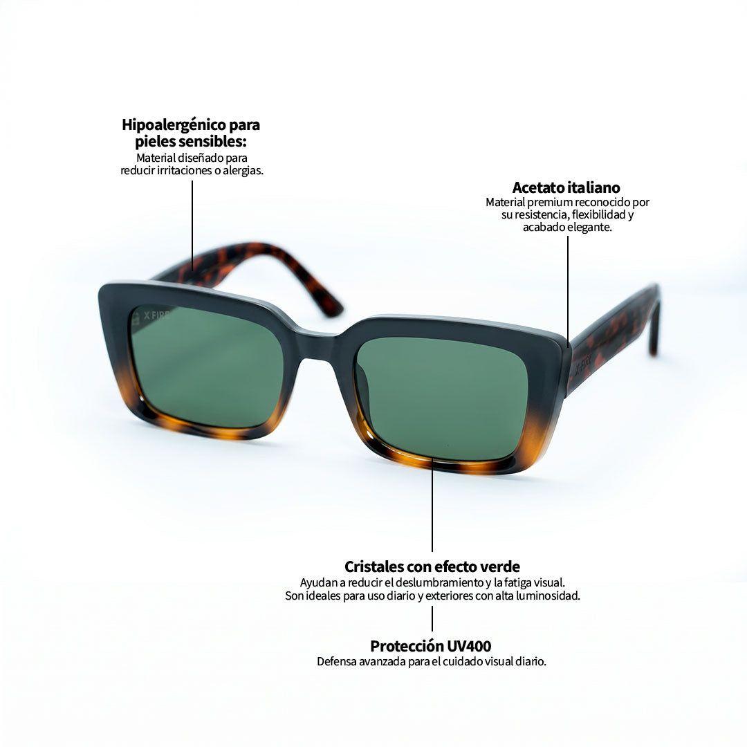 Lente de sol Animal Print Misso / Verde UV400 X FIRE-5