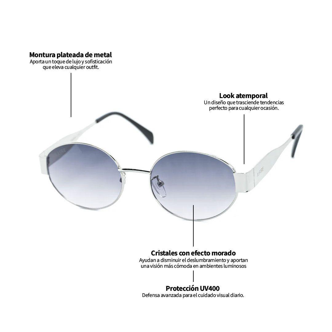 Lente de sol plateado Armonia / Morado UV400 X FIRE-3