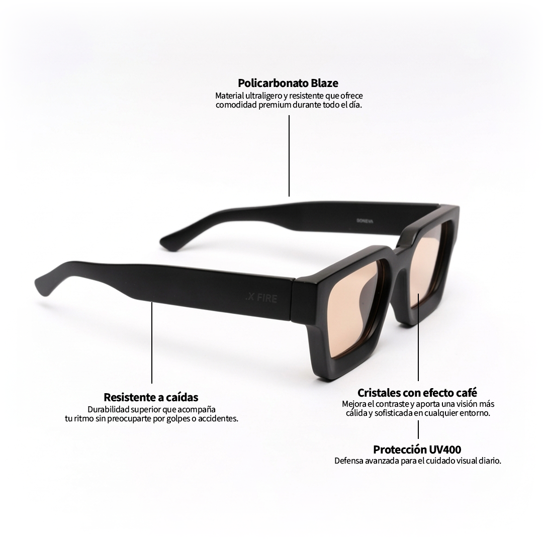 Lente de sol Matte Soneva Café UV400 X FIRE-9