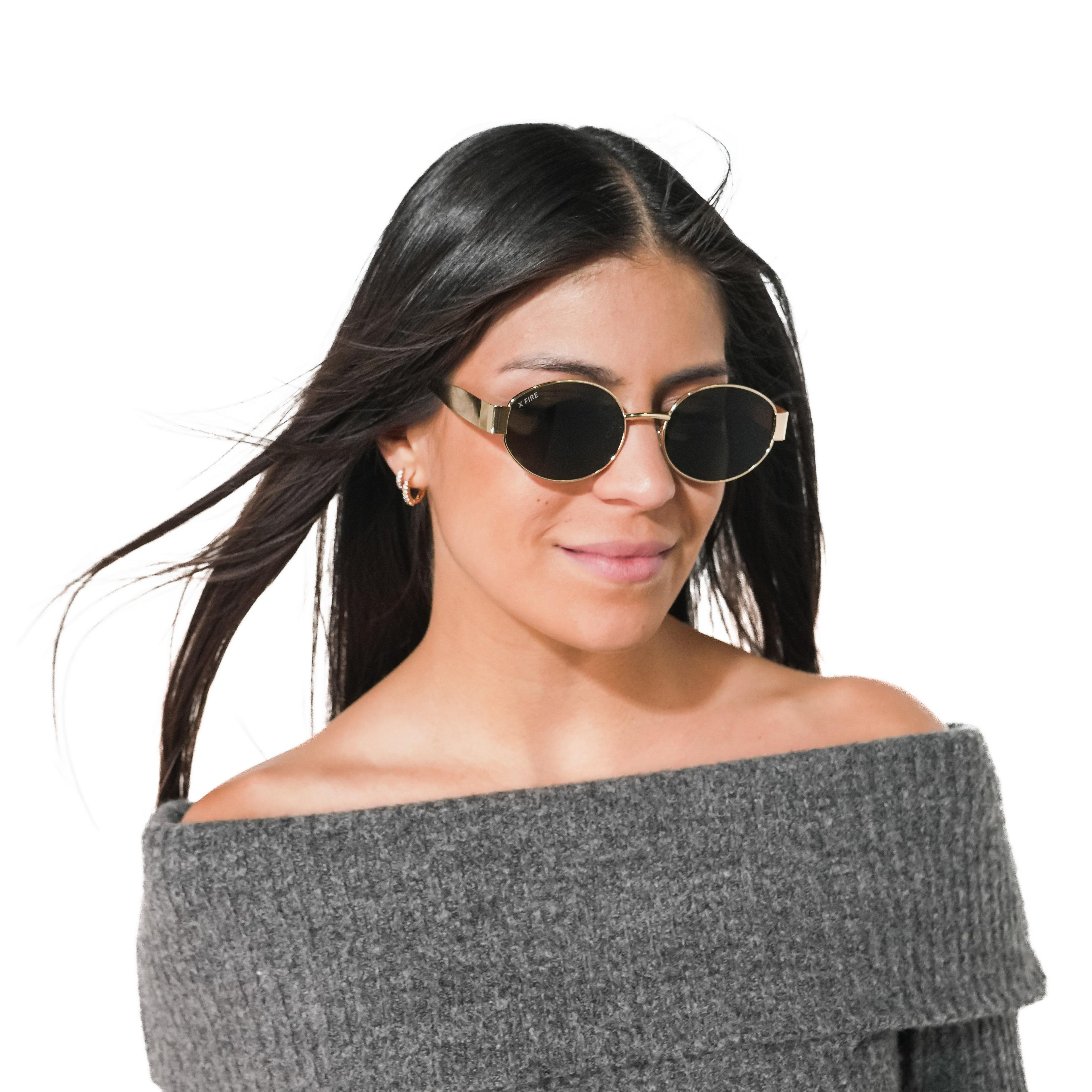 Lente de sol dorado Armonia / Negro UV400 X FIRE-4