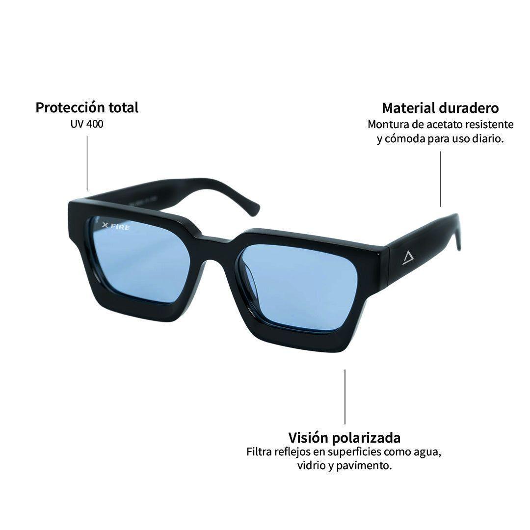 Lente de sol Negro Spargi / Azul UV400 X FIRE-3