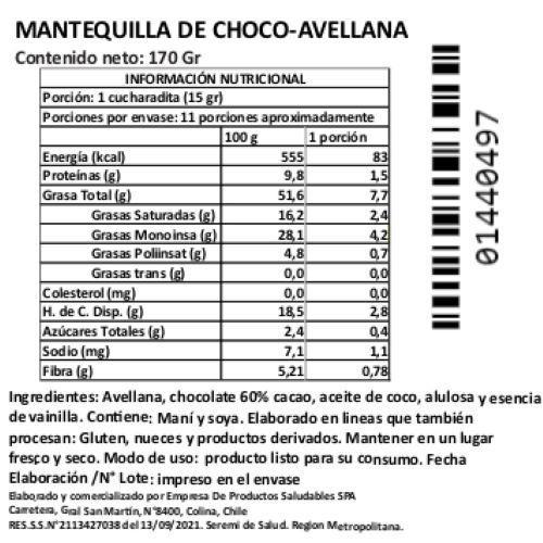 Mantequilla Choco- Avellana, Sin Azúcar, Keto y Vegana, 170 gr, Marca Tremus-1