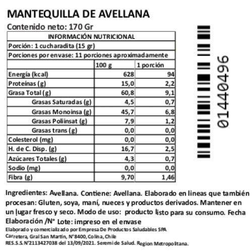 Mantequilla de Avellana, Sin Azúcar, Keto y Vegana, 170 gr, Marca Tremus-1