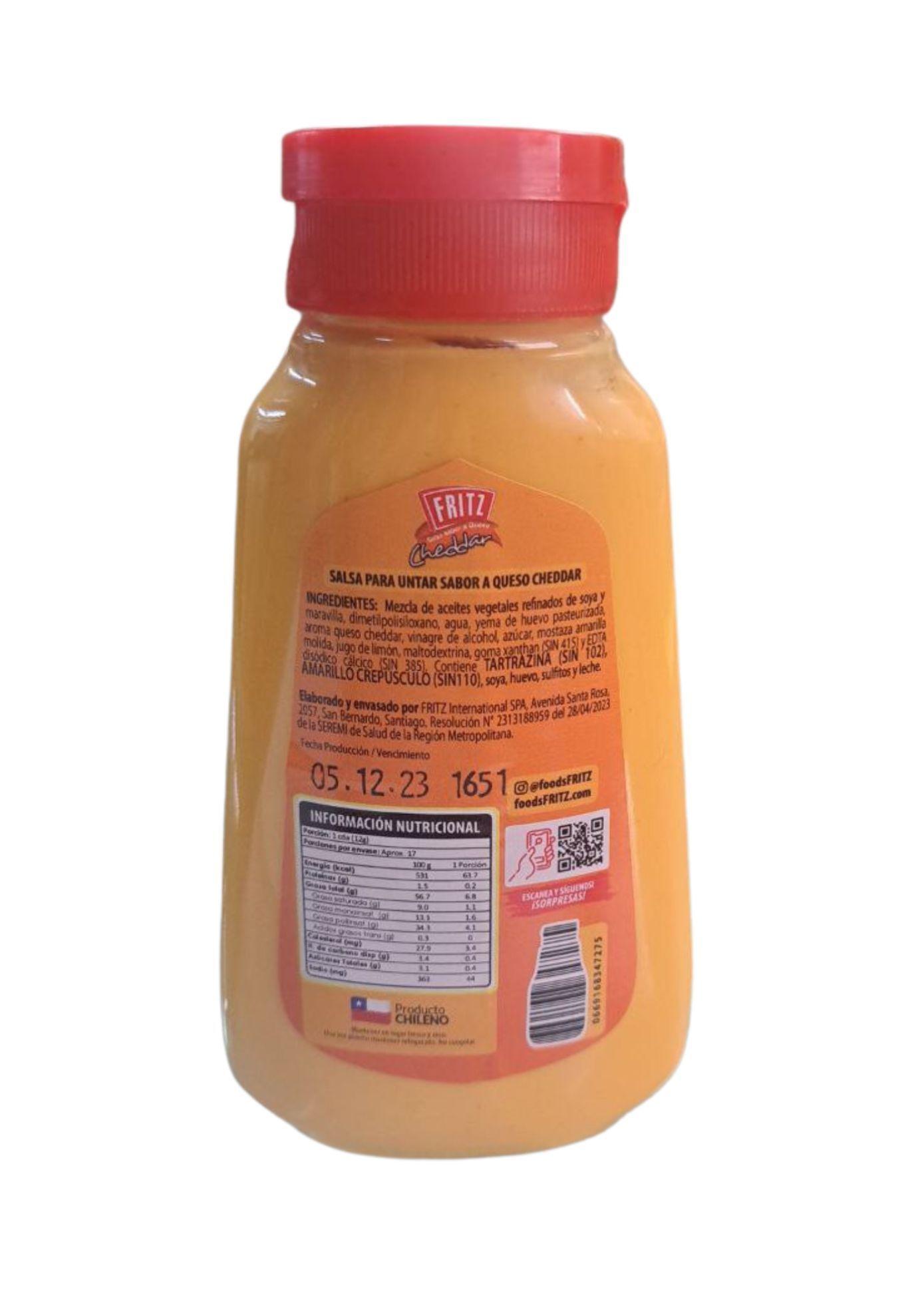 Salsa De Queso Cheddar Fritz Caja X 12 Unidades-6