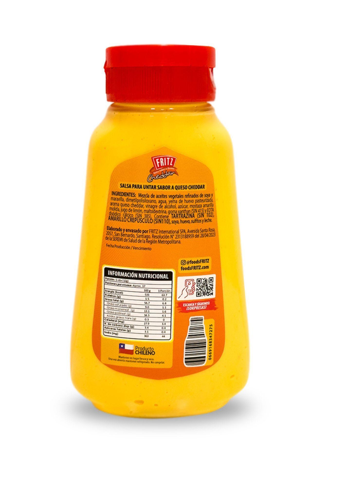 Salsa De Queso Cheddar Fritz Caja X 12 Unidades-4