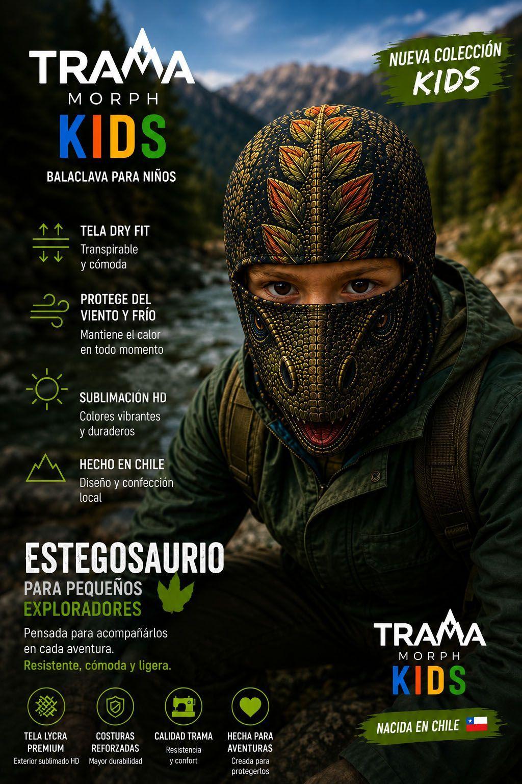 Balaclava Infantil Estegosaurio MORPH KIDS TRAMA-4