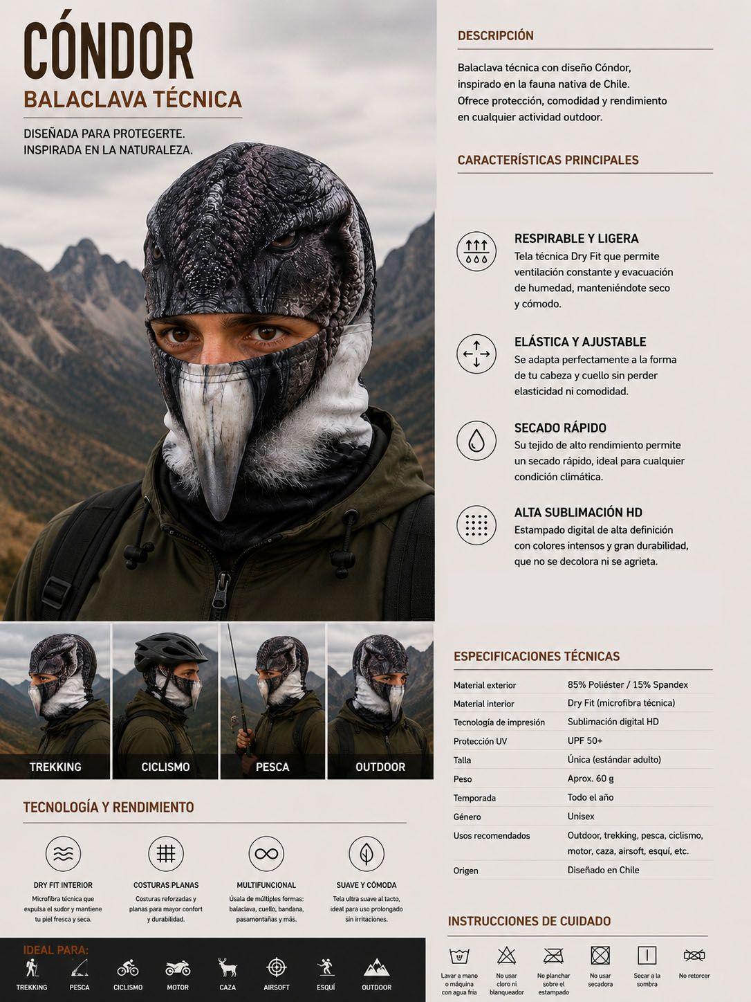 Balaclava Técnica Cóndor Andino Colección Aves Rapaces TRAMA-4