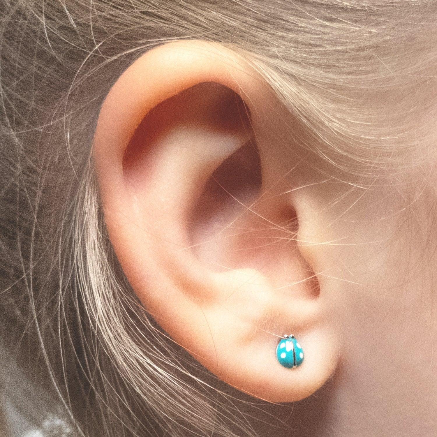 Aros Chinita, Plata 925 - Azul Zafira-3