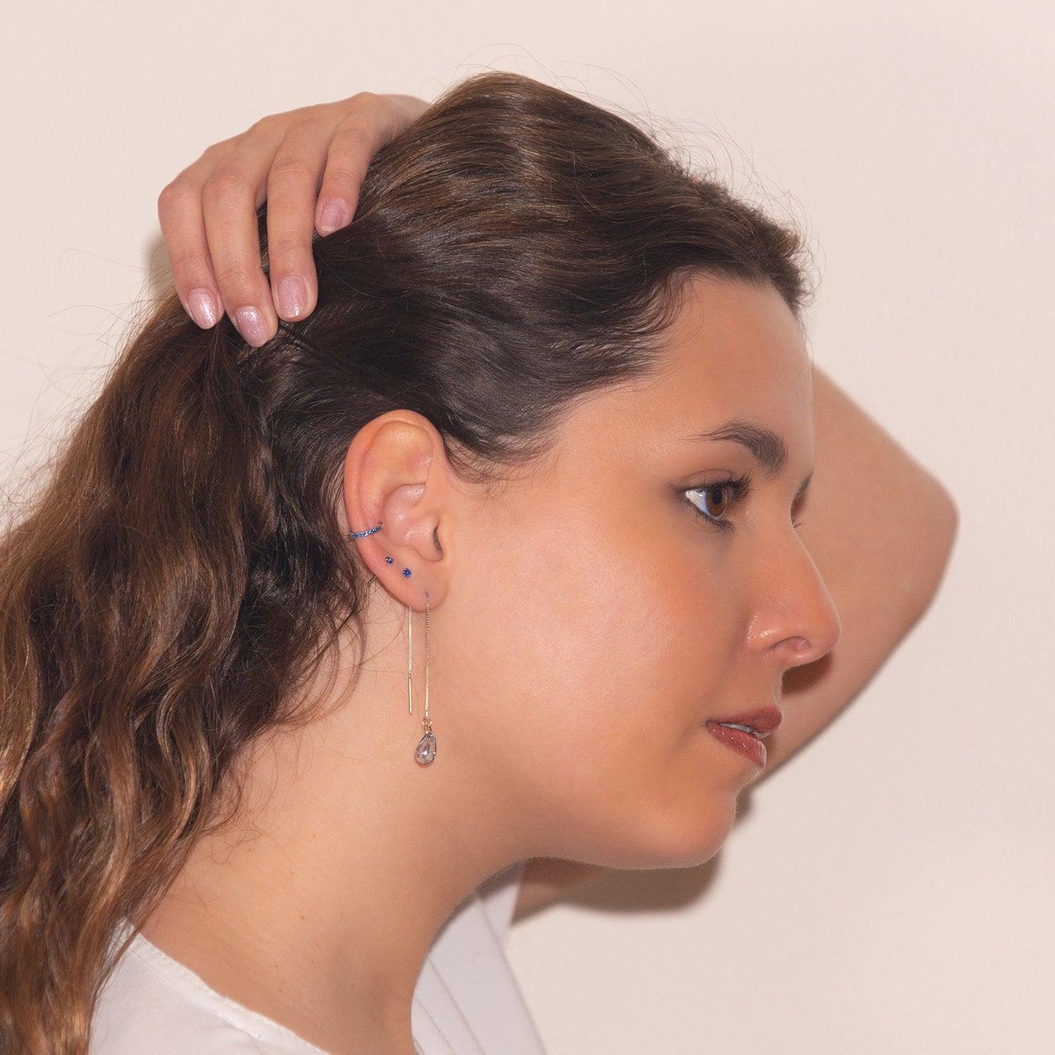 Earcuff Circón Azul - Azul Zafira-4