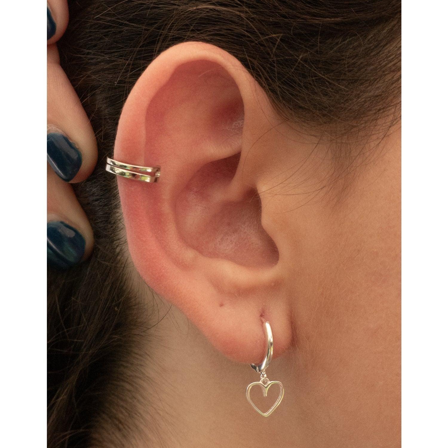 Earcuff Doble Silver - Azul Zafira-2