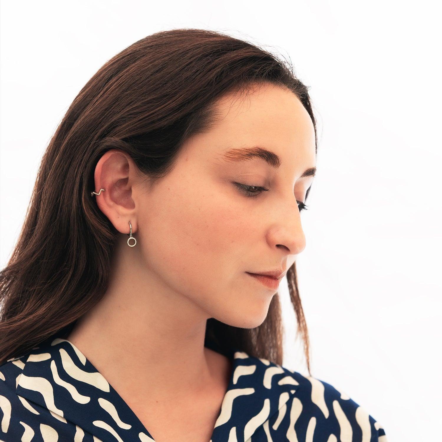 Earcuff Zig Zag Circones Silver - Azul Zafira-2