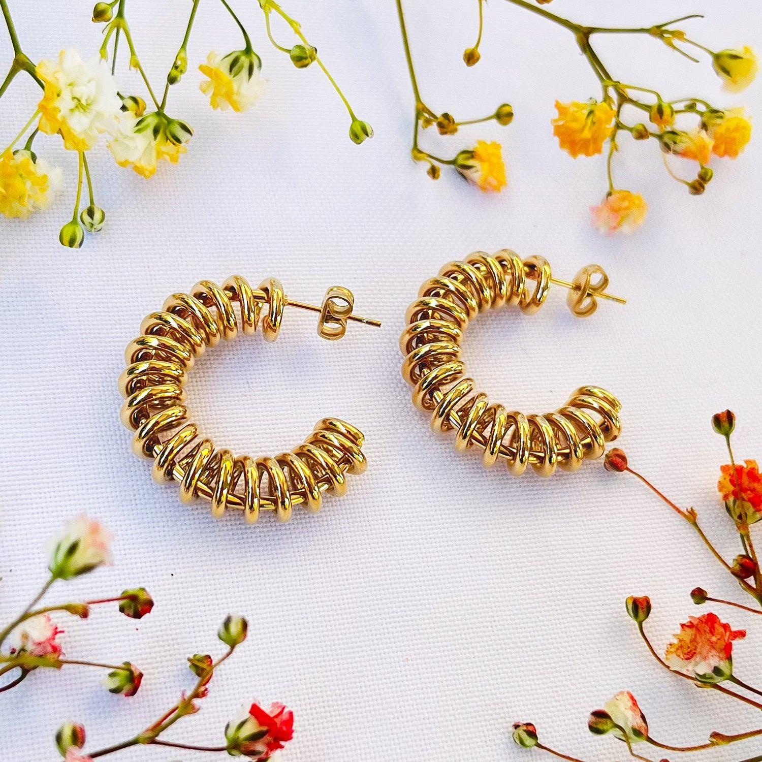 Argollas Espiral Gold - Azul Zafira-1