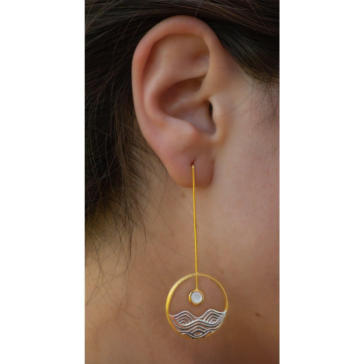 Aros Puesta de Sol Gold - Plata 925 - Azul Zafira-3