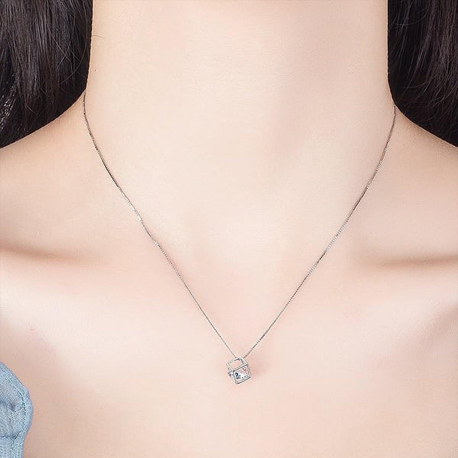Collar Cubo de Luz - Plata 925 - Azul zafira-3