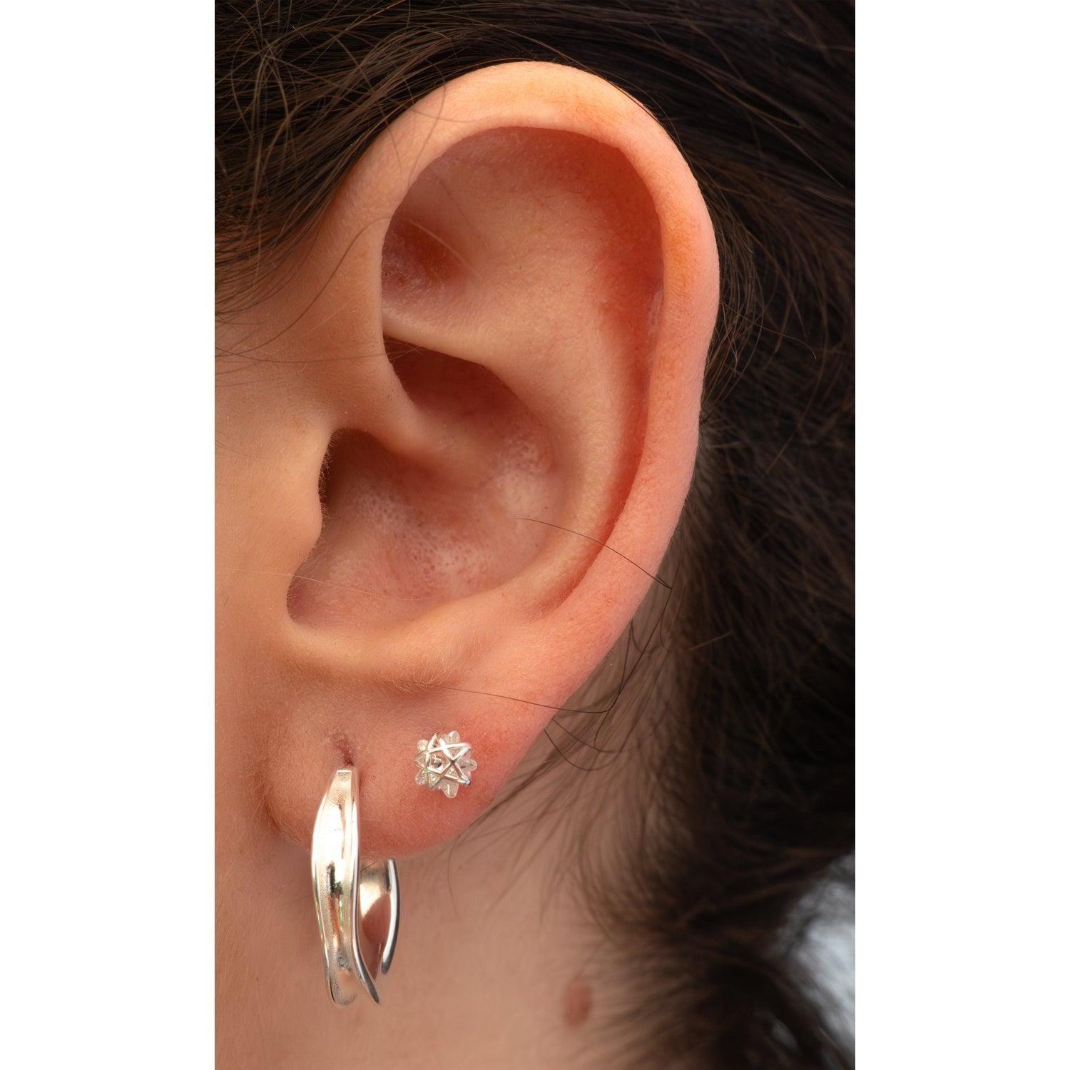 Aros Estrellas Cristal, Plata 925 - Azul Zafira-3