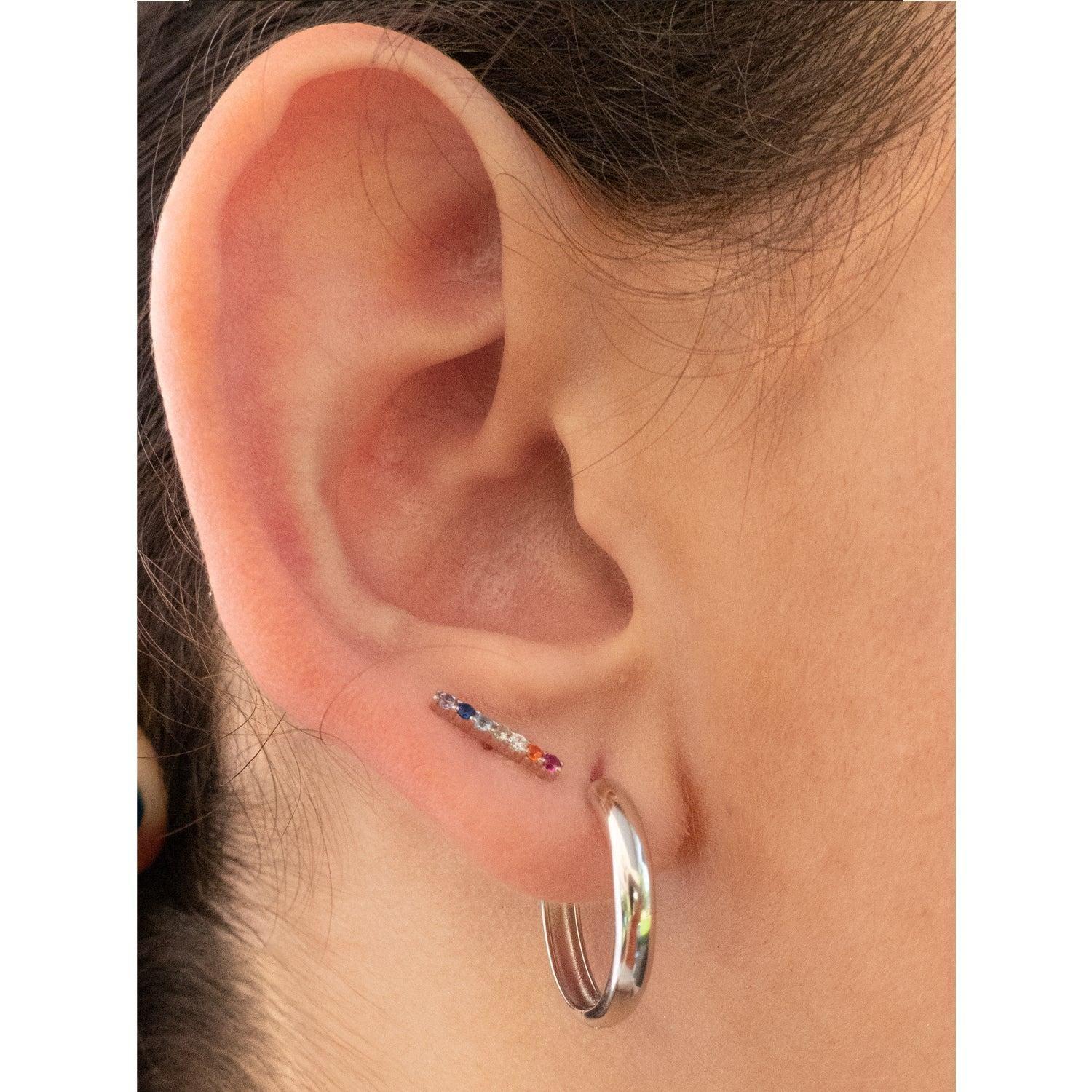 Argollas Clasic Silver 20mm - Azul Zafira-5