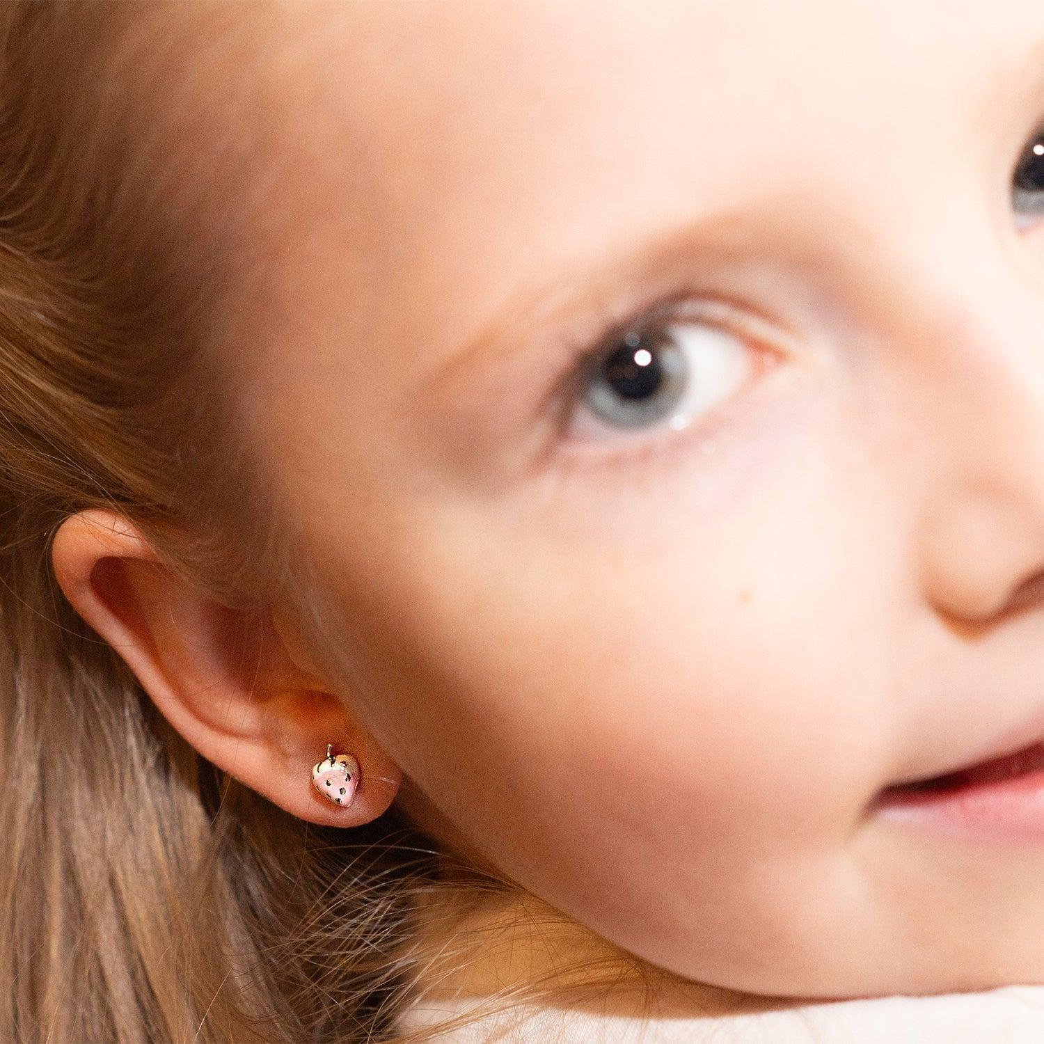 Aros Frutillita Rosada para niña, Plata 925 - Azul Zafira-2
