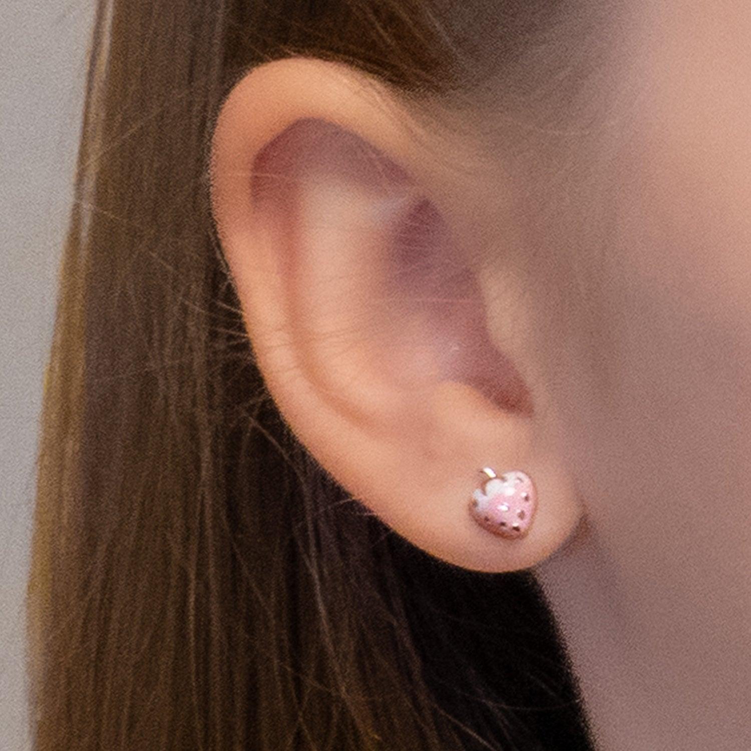 Aros Frutillita Rosada para niña, Plata 925 - Azul Zafira-3