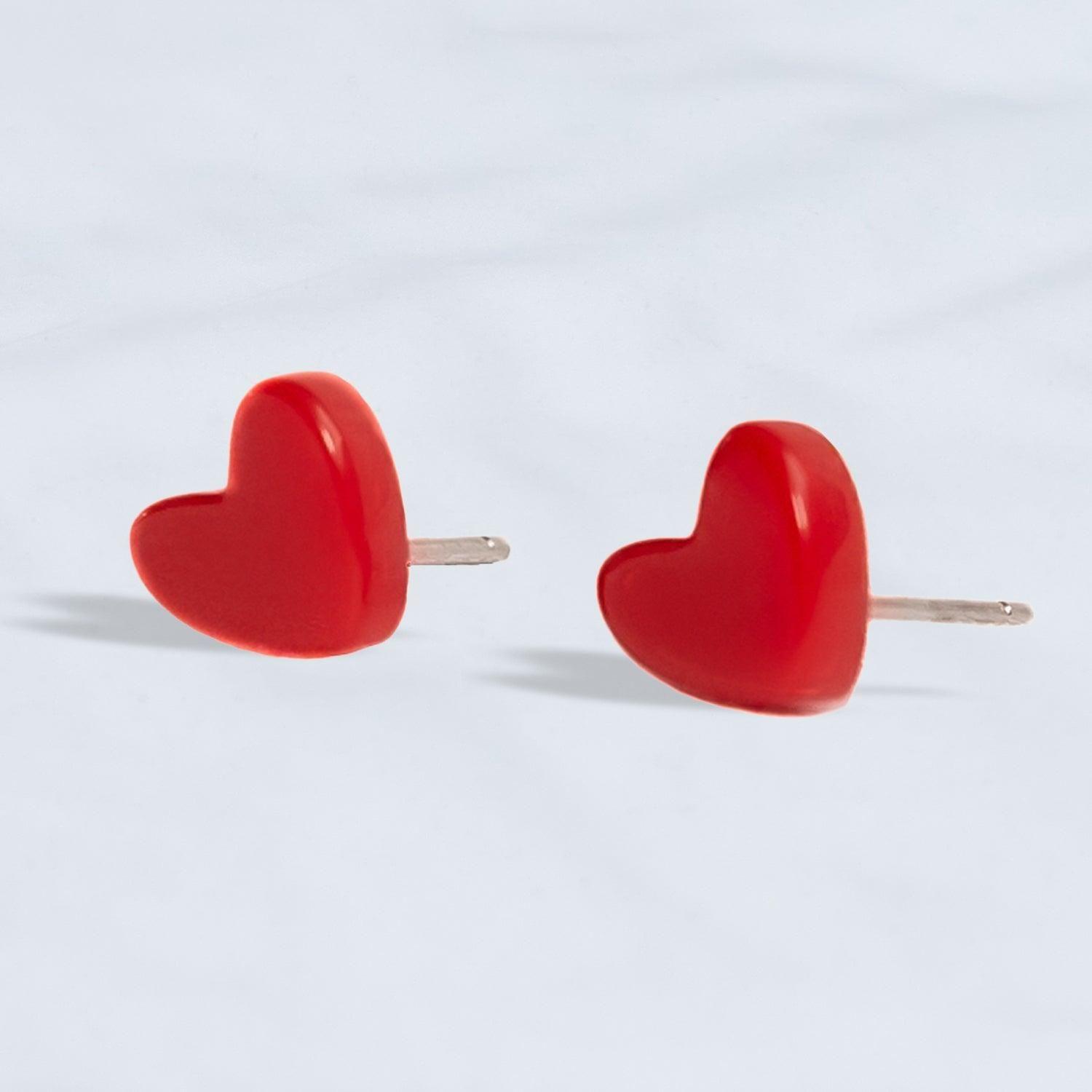 Aros Corazon Rojo para niña, Plata 925 - Azul Zafira-2