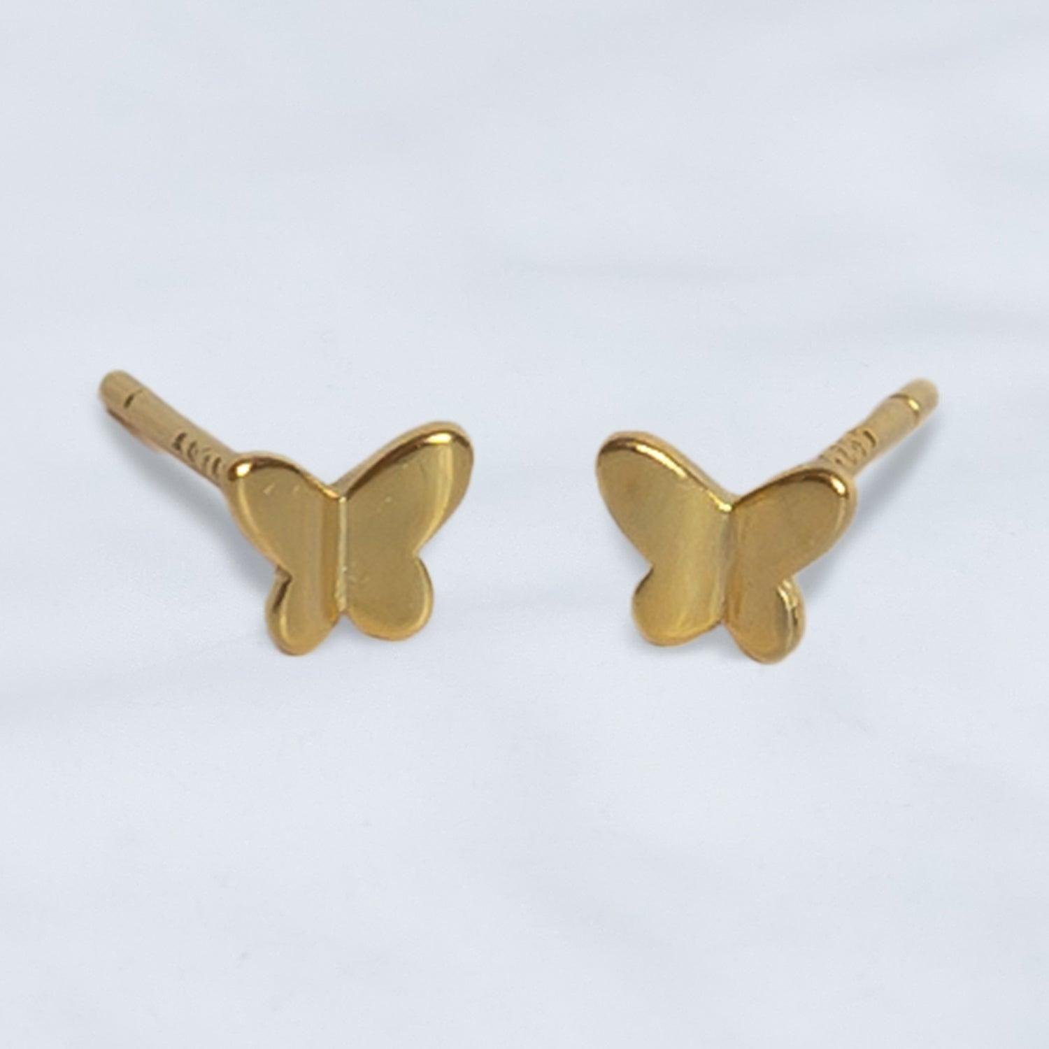 Aros Mariposita, Plata 925 y baño en oro - Azul Zafira-4