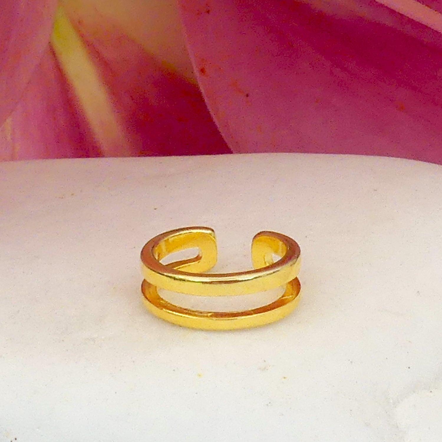 Earcuff Doble Gold - Azul Zafira-2