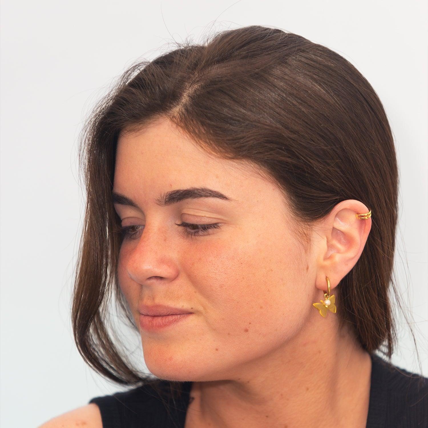 Earcuff Doble Gold - Azul Zafira-5
