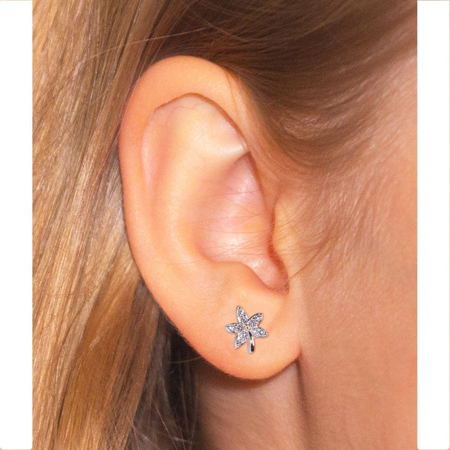 Aros Hojita para niña o mujer, Plata 925 y circones - Azul Zafira-3