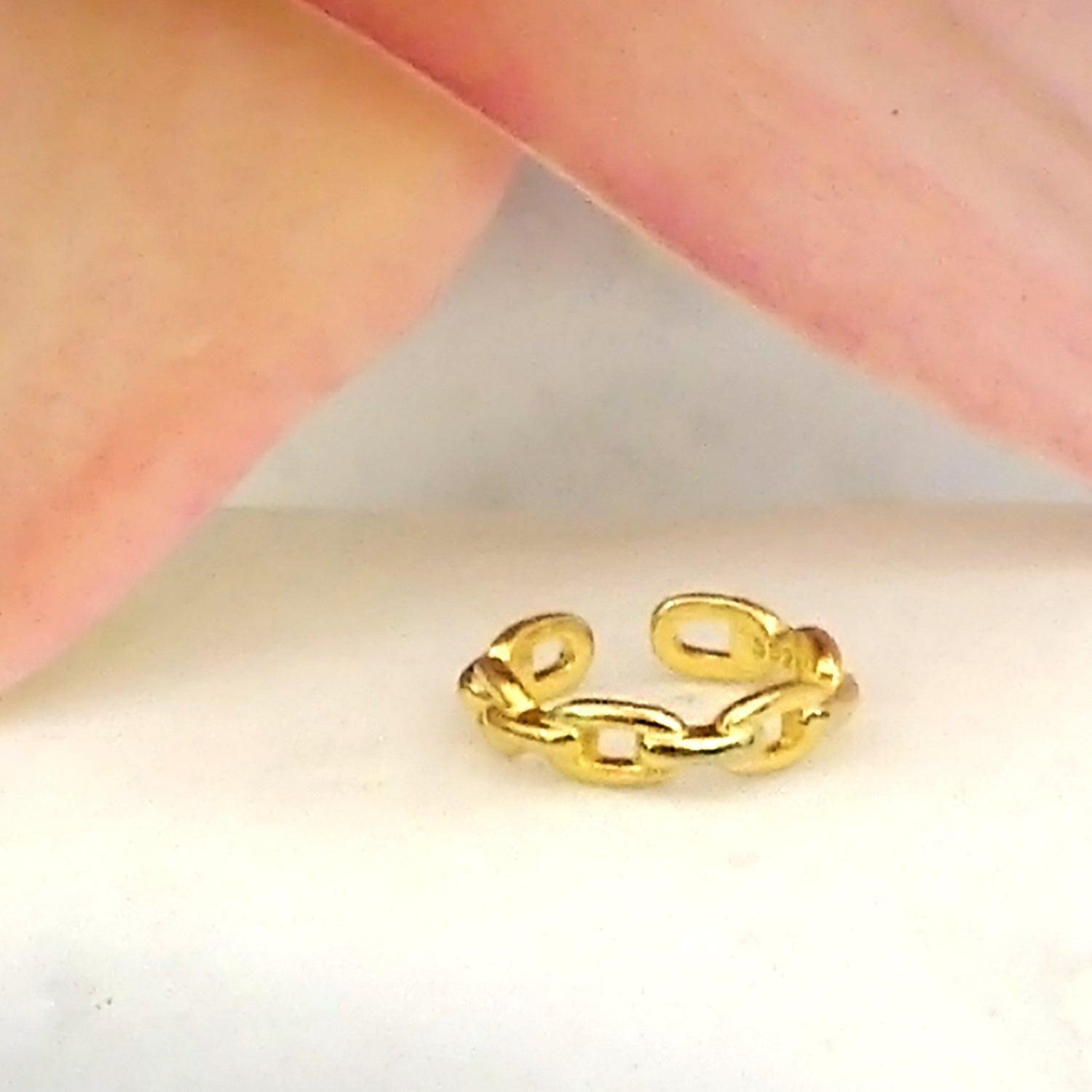 Earcuff Cadenita Gold - Azul Zafira-2