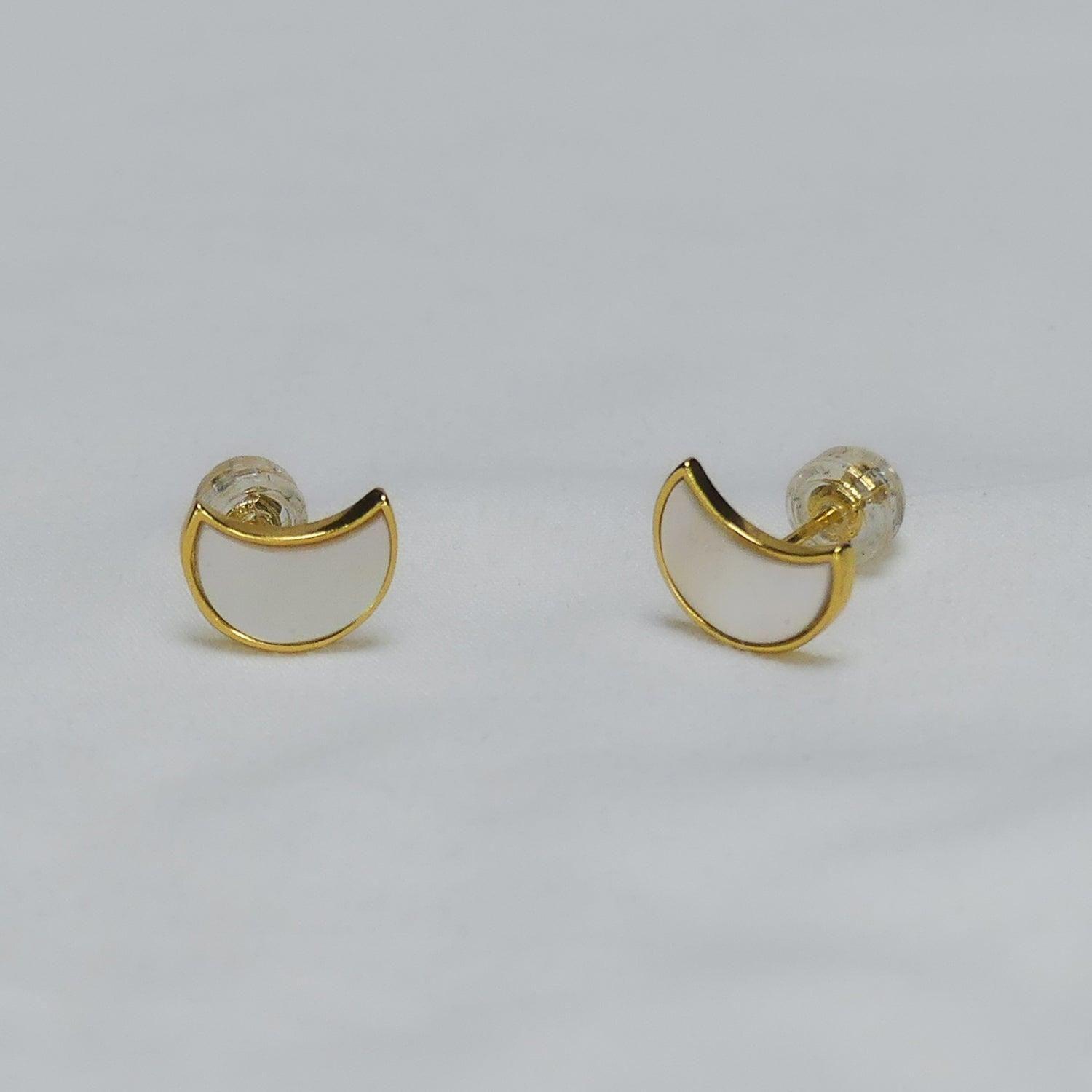Aros Luna para mujer, Plata 925 y nacar blanco - Azul Zafira-4