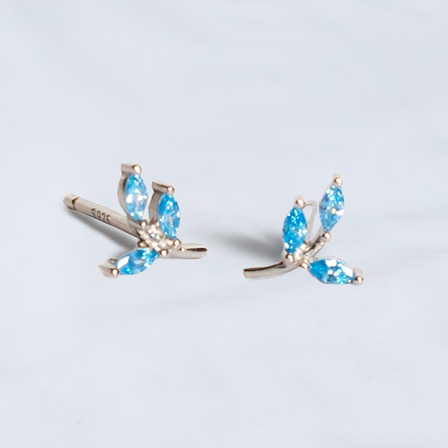 Aros Ramita con circón azul para mujer en Plata 925 - Azul Zafira-2