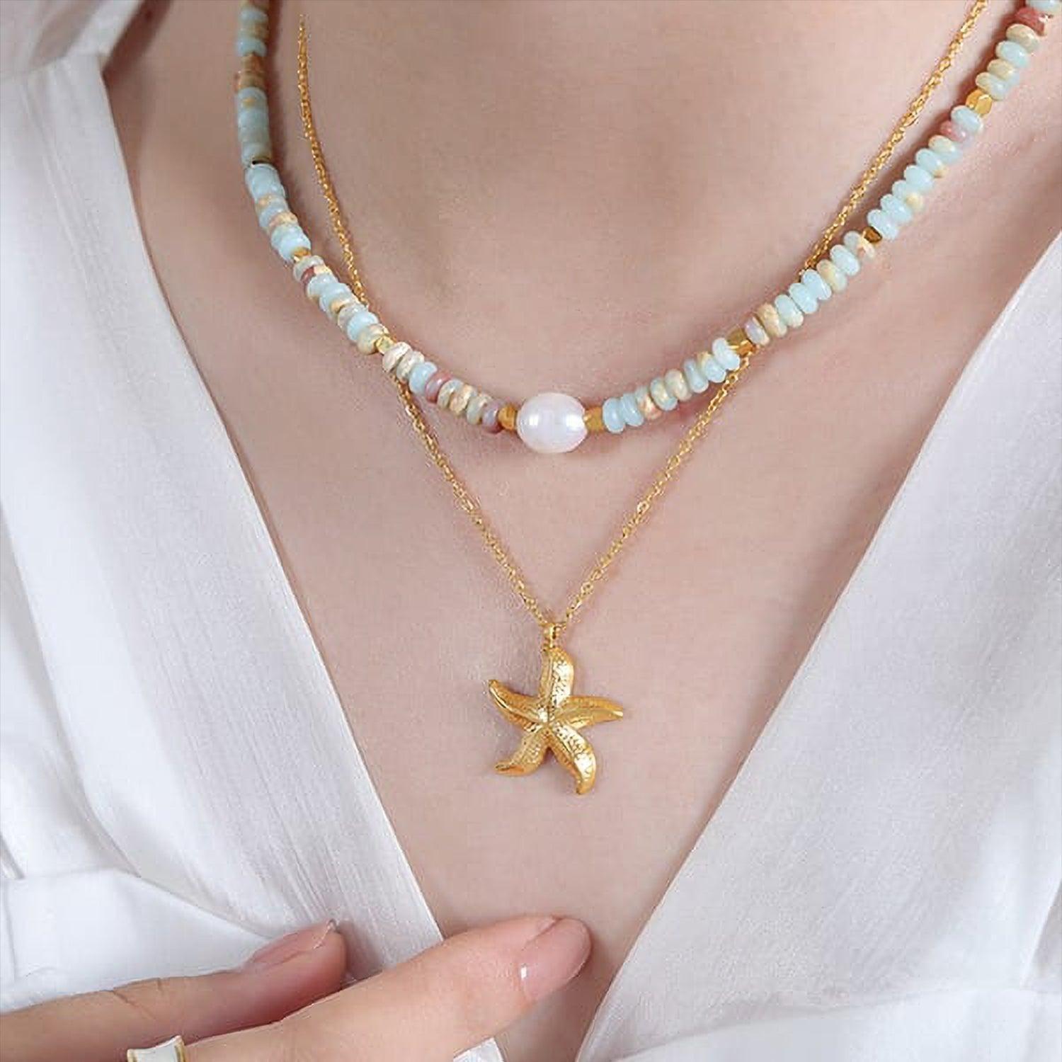 Collar Starfish Gold para mujer - Azul Zafira-2