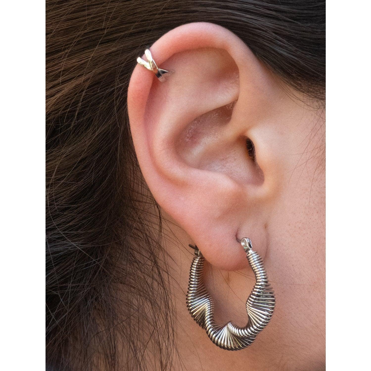 Earcuff Silver Cruzado - Azul Zafira-3