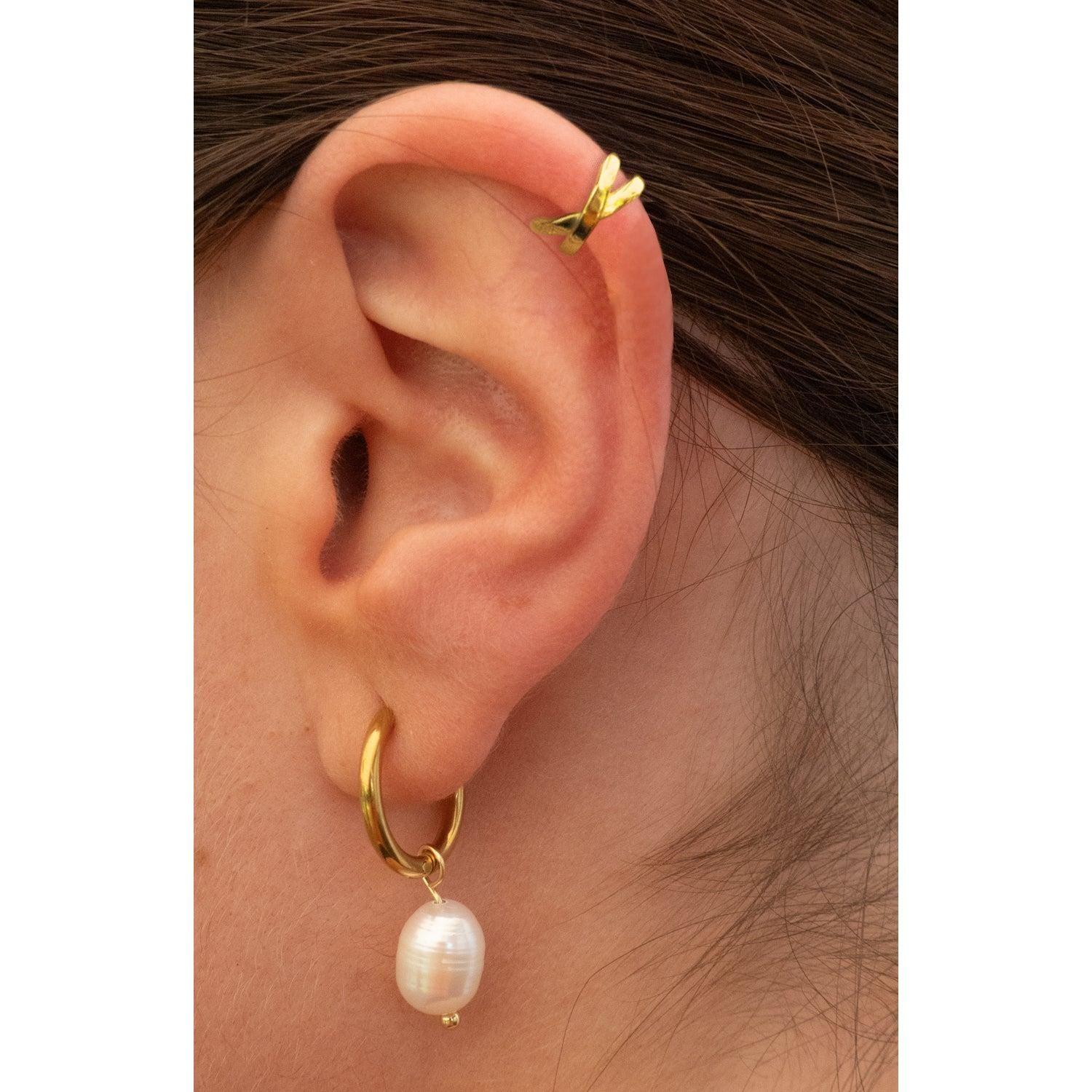 Earcuff Gold Cruzado - Azul Zafira-3