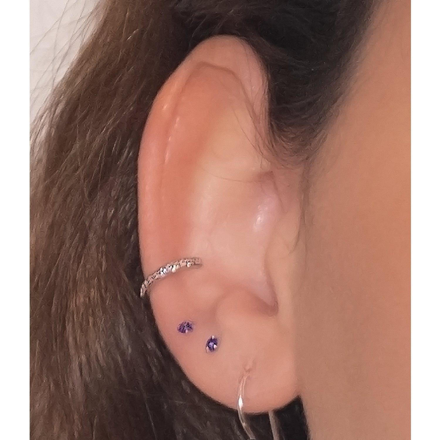 Earcuff Circón Plata - Azul Zafira-3