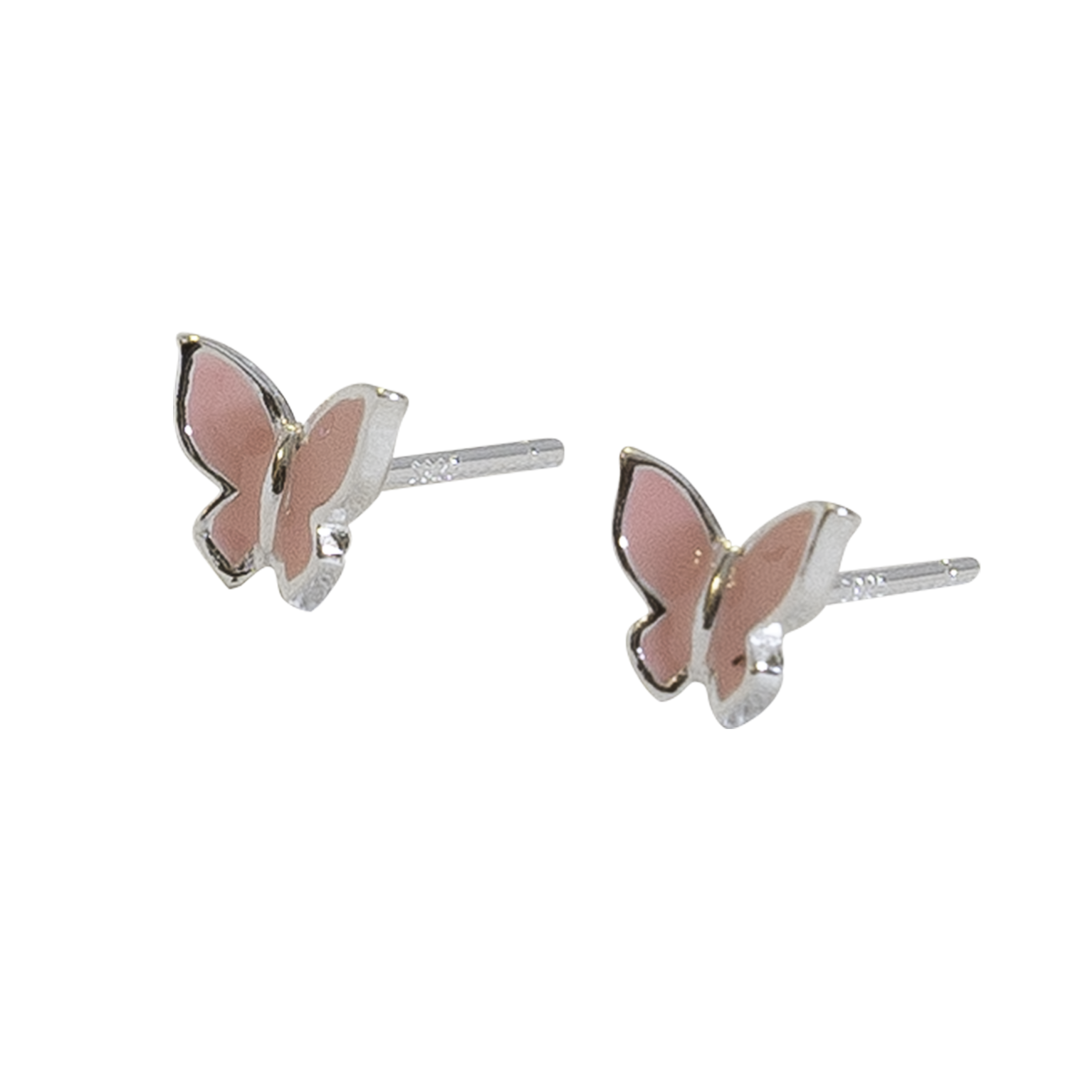 Aros Mariposita Rosada para niña, Plata 925 - Azul Zafira-0