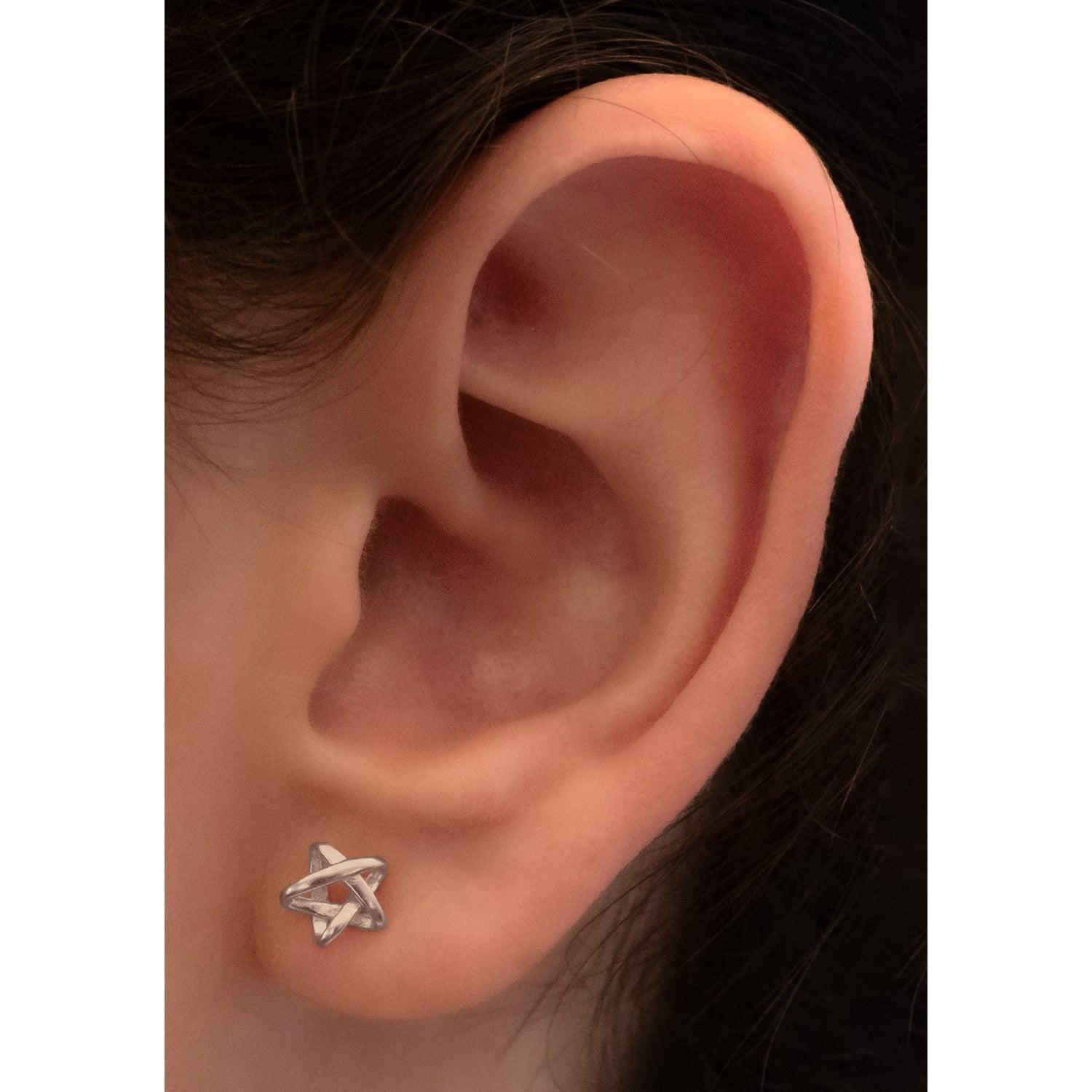 Aros Estrella para niña o mujer, Plata 925 - Azul Zafira-2